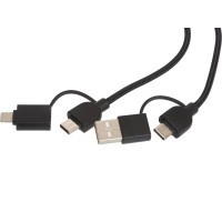 Универсальный зарядный кабель из переработанных ПЭТ и ТПЕ «Acalypha», быстрая зарядка 25 Вт, черный