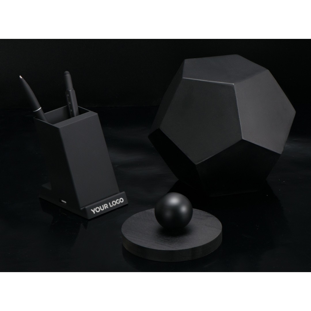 Беспроводная зарядка-подставка с подсветкой "Glow box", черный