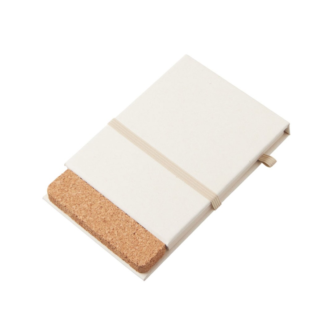 Блокнот с подставкой для телефона из пробки "Milky S", молочно-белый