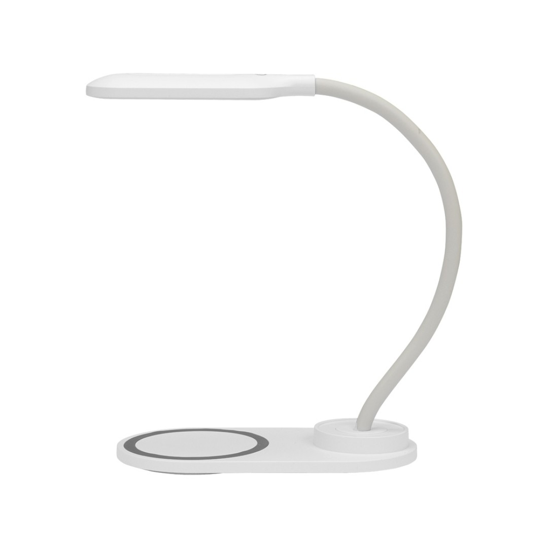 Настольный светильник с беспроводной зарядкой "Flamp", белый