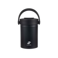 Термос ланч-бокс Stinger, 1,7 л, широкий, сталь, чёрный, три контейнера, 16,1 x 14,9 x 21,5