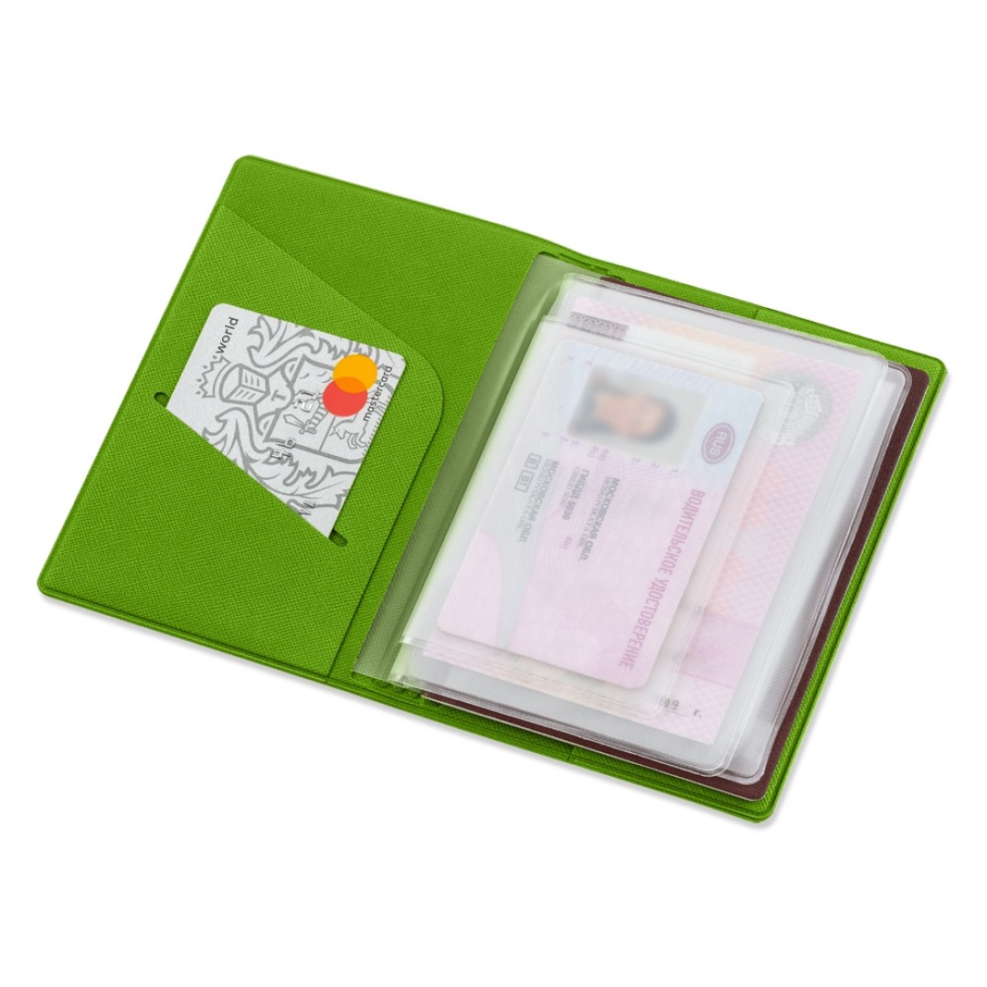 Классическая обложка для автодокументов "Favor", зеленое яблоко