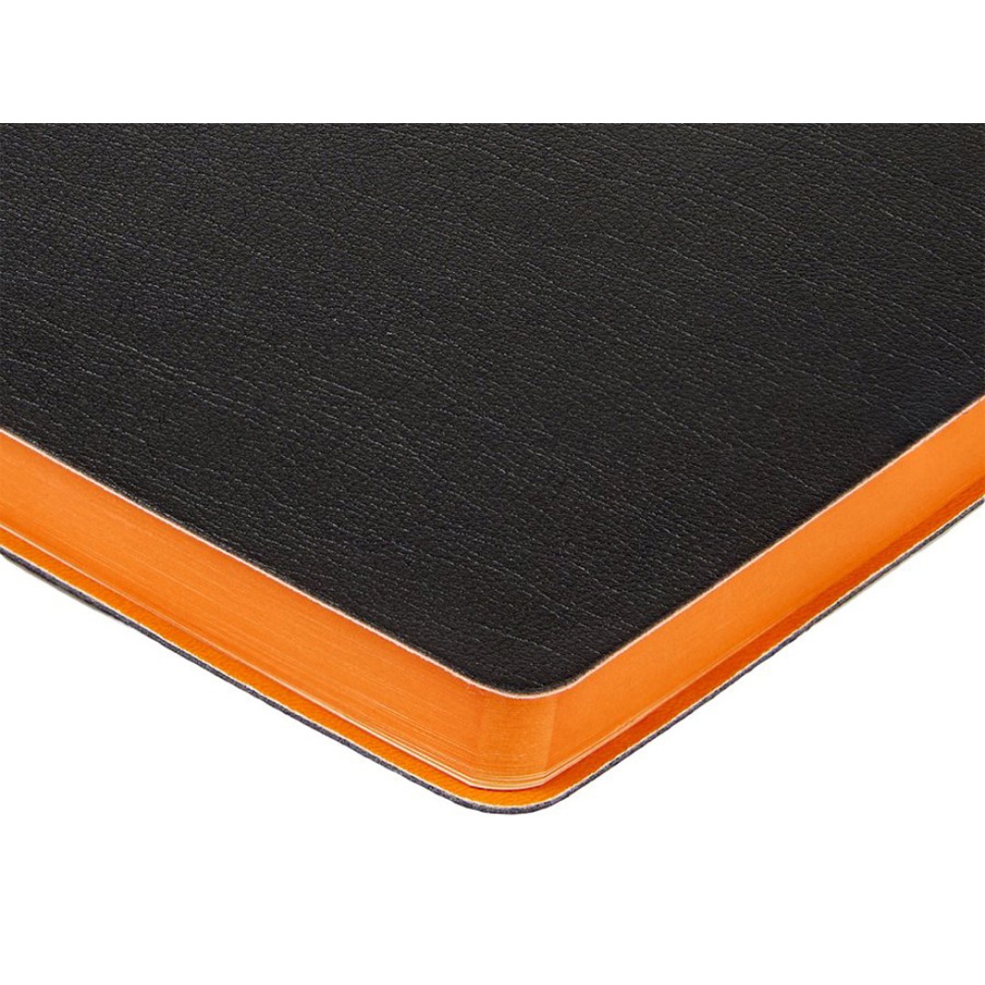 Ежедневник недатированный А5 "Boston", черный (оранжевый обрез)