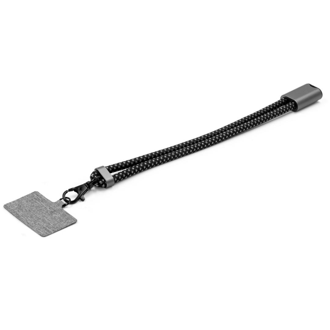 Ремешок-держатель для телефона с зарядным кабелем USB-C - USB-C «Lany Wristband Charge Eco», серый