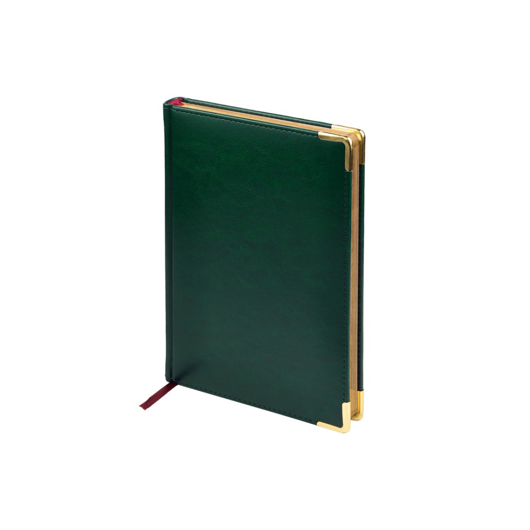 Ежедневник недатированный А5 "Sidney Nebraska", зеленый (золотой обрез, золотые уголки)