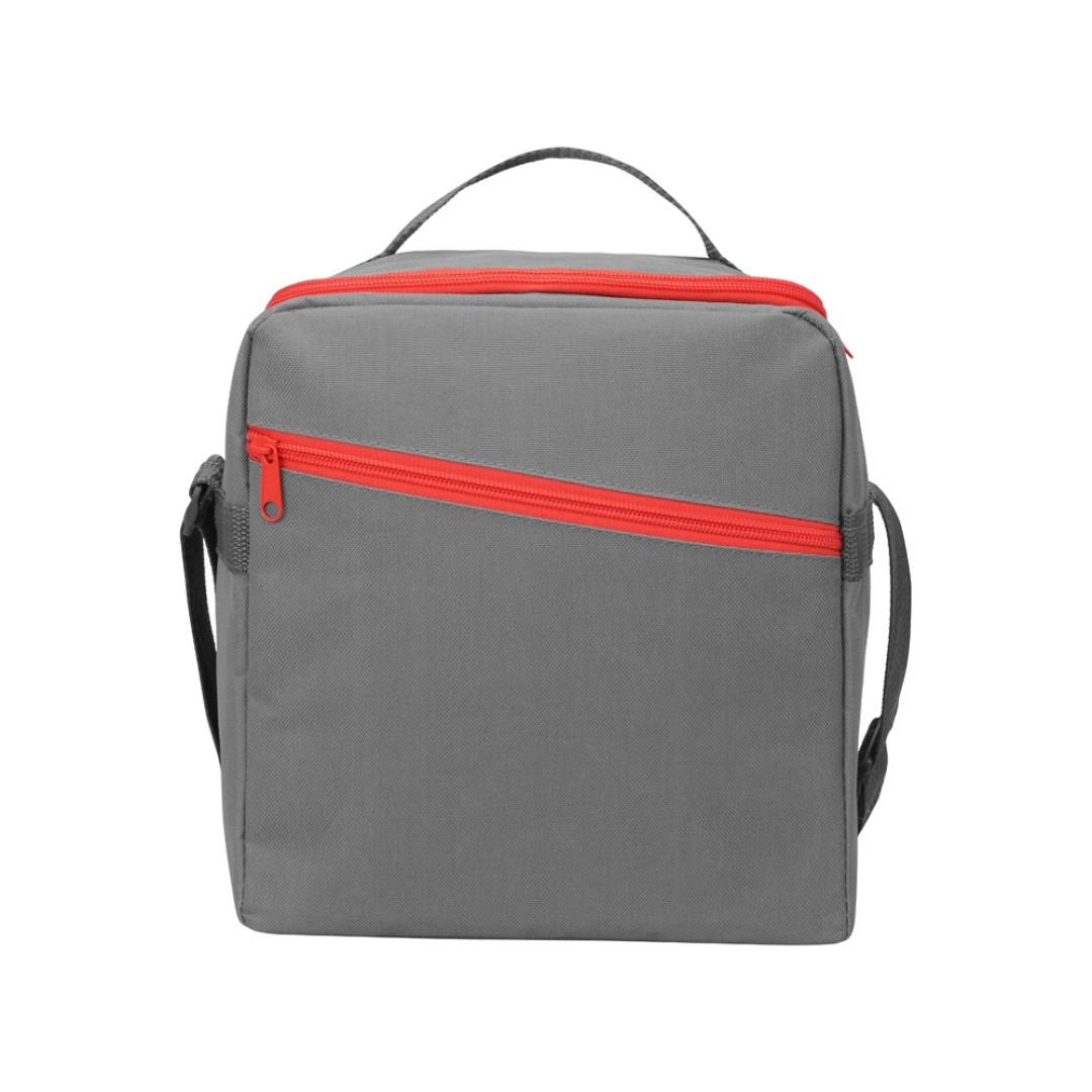 Изотермическая сумка-холодильник "Classic" c контрастной молнией, серый/красный