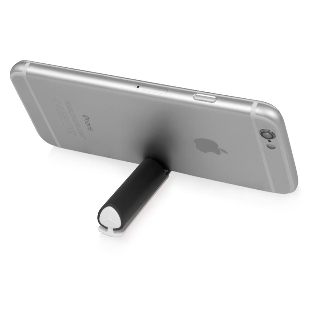 Ручка пластиковая шариковая трехгранная «Nook» с подставкой для телефона в колпачке, черный/белый