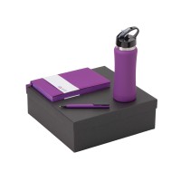 Подарочный набор c блокнотом C1, ручкой и бутылкой, фиолетовый
