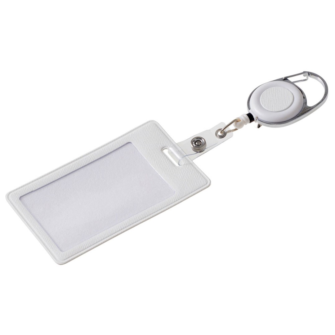 Бейдж с рулеткой-карабин "Favor", белый