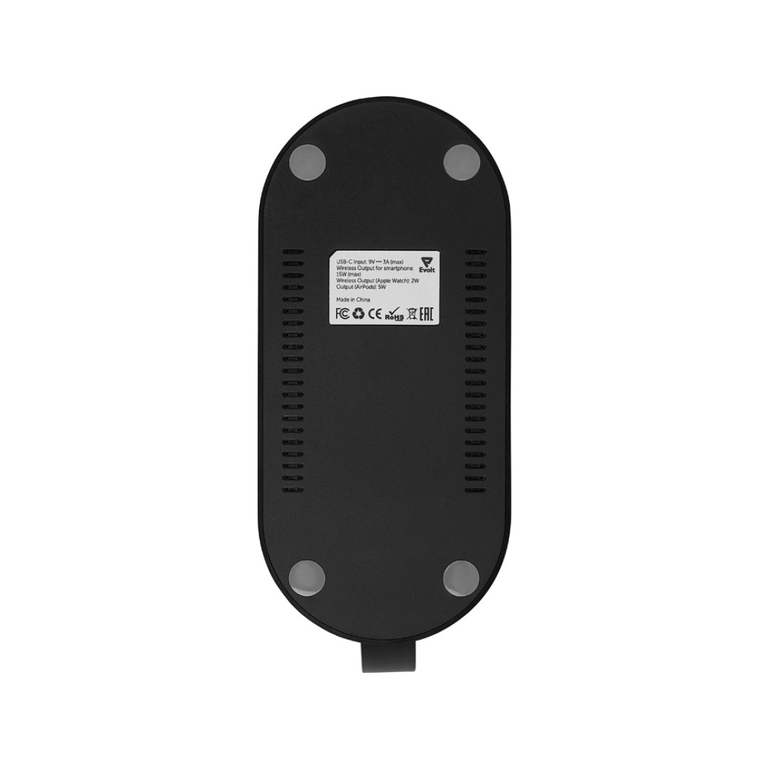 Беспроводная зарядная станция 4-в-1 "Portal" c лампой, 15 Вт, черный