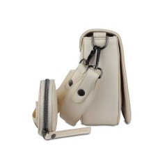 Сумка наплечная женская BUGATTI Almata, с кошельком, бежевая, полиуретан, 27х6х18,5 см