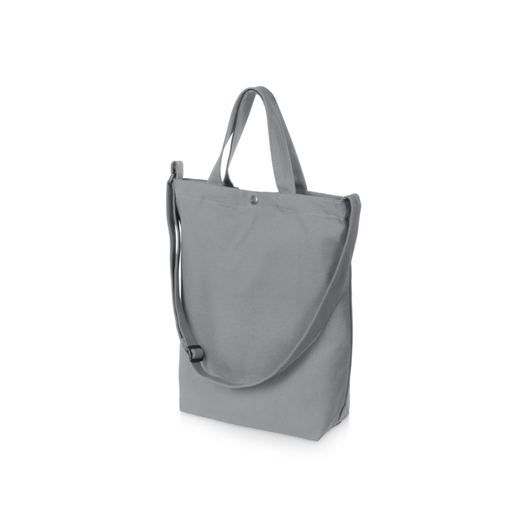 Сумка Helfer из хлопка на кнопке с регулирующейся лямкой, серый