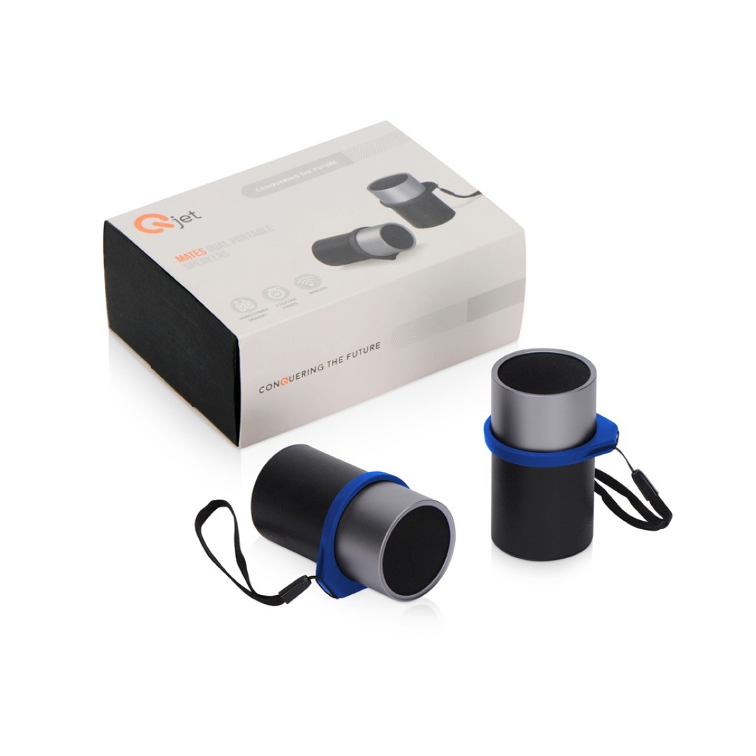 Портативные парные колонки Qjet TWS "Mates" с синими кольцами