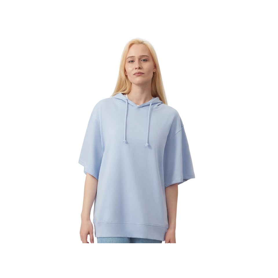 Худи оверсайз с коротким рукавом «Warsaw» унисекс, небесно-голубой