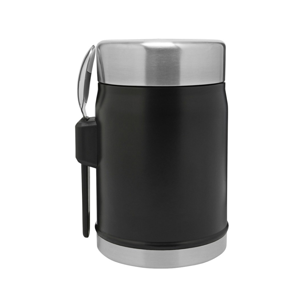 Банка для еды объемом 400 мл с ложкой-вилкой Stanley Legendary - черный матовый