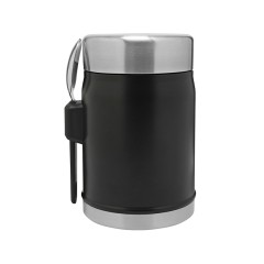 Банка для еды объемом 400 мл с ложкой-вилкой Stanley Legendary - черный матовый