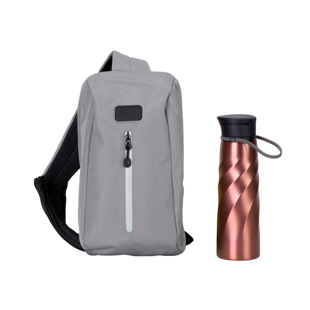 Подарочный набор с бутылкой для воды в сумке - слинге "Athletic nomad", красный