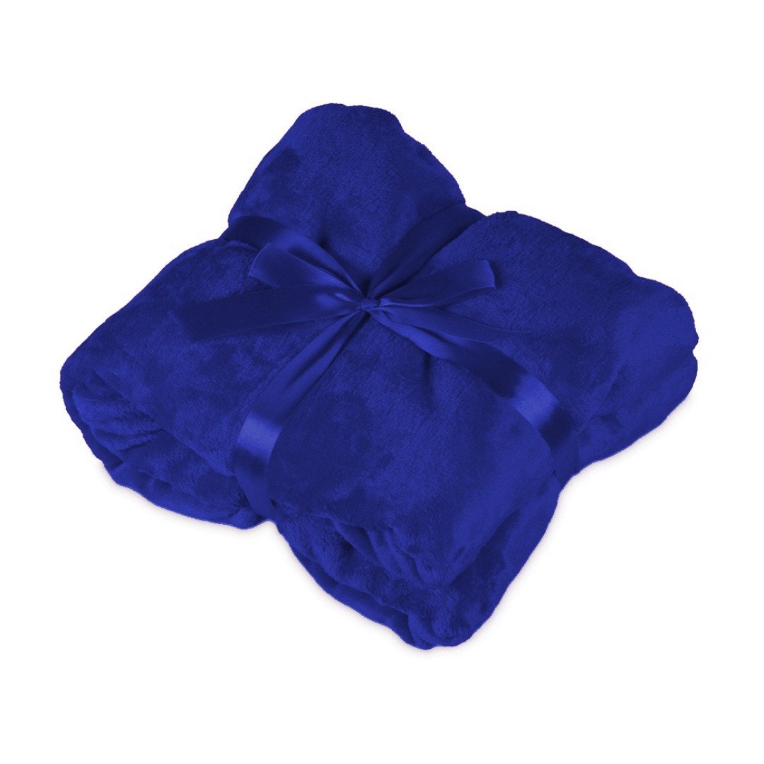 Подарочный набор с пледом, термокружкой и чаем, синий