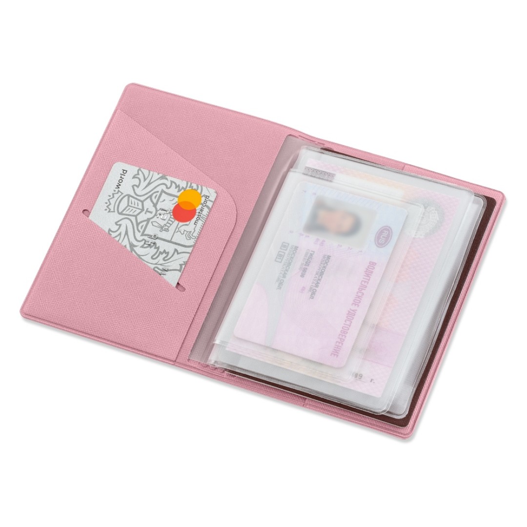 Классическая обложка для автодокументов "Favor", розовая