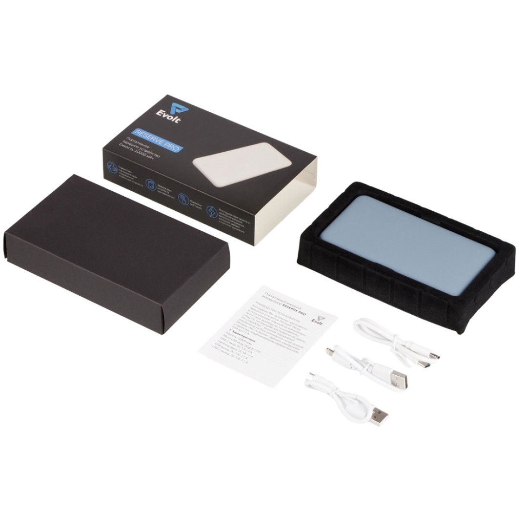 Внешний аккумулятор "Reserve Pro", 10 000 mah, антрацит