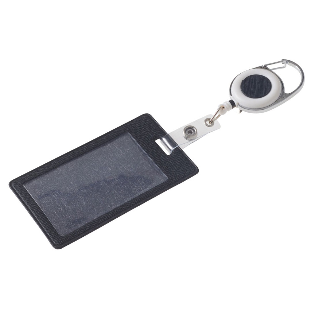 Бейдж с рулеткой-карабин "Favor", черный