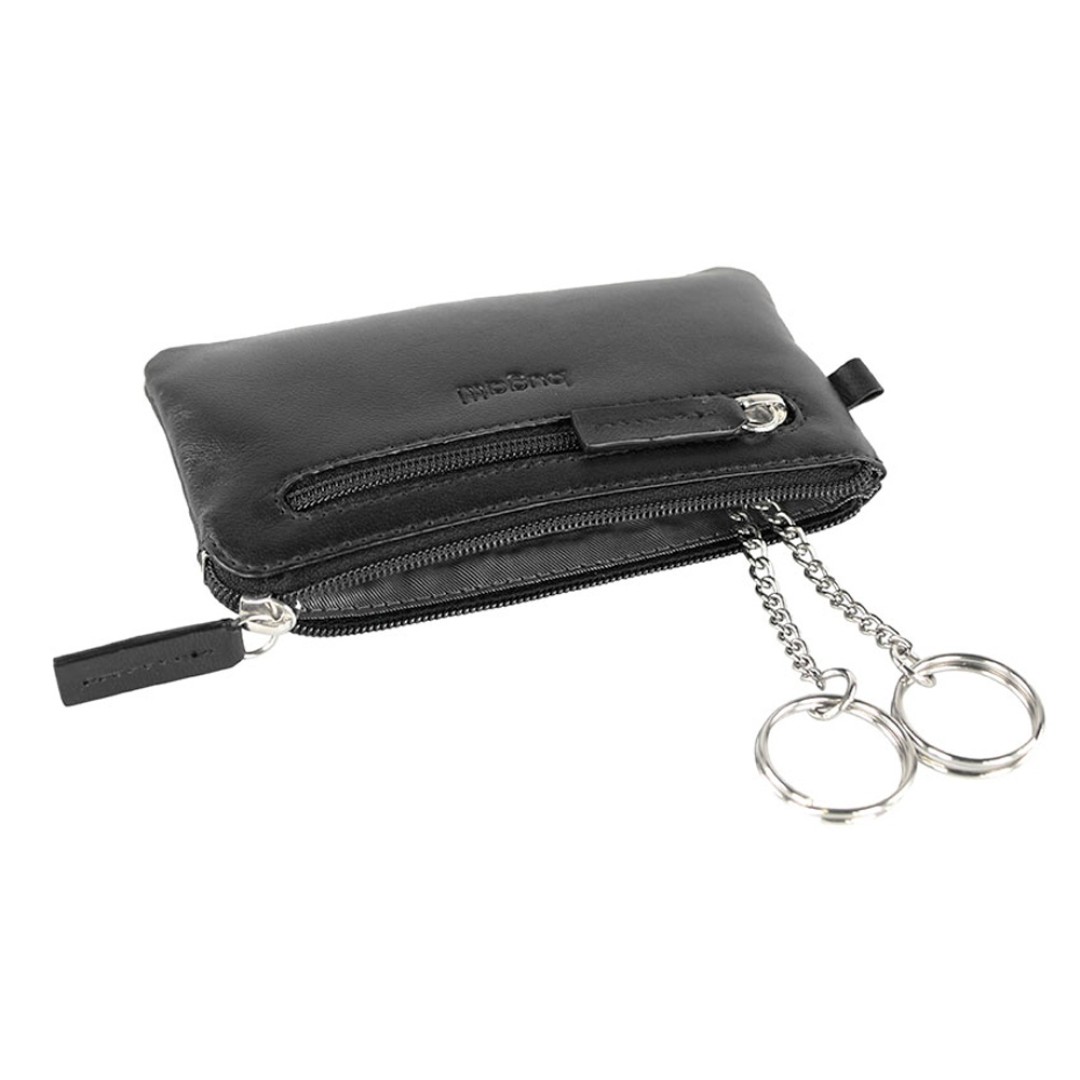 Ключница BUGATTI Primo, чёрная, натуральная воловья кожа, 12,5х0,5х7 см