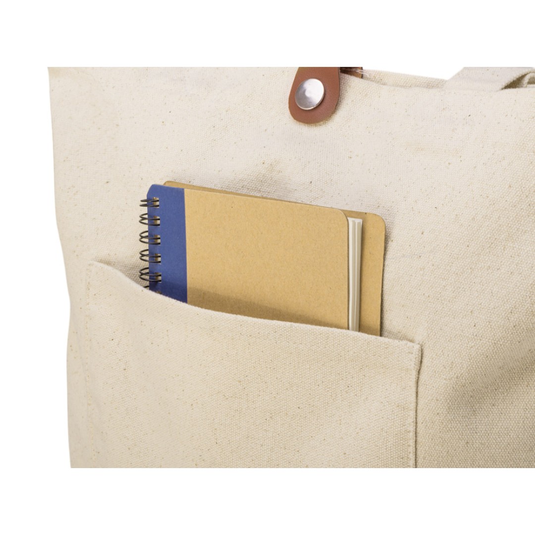 Сумка Clip из хлопка 340 г/м2 с застежкой из экокожи, натуральный