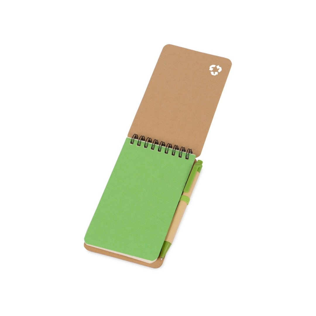 Набор канцелярский с блокнотом и ручкой "Masai", 70 л. нелинованных, зеленое яблоко