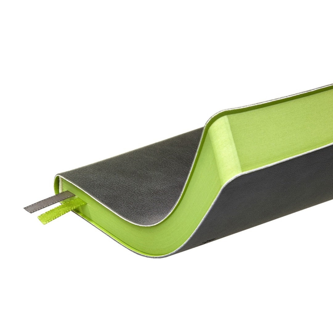 Ежедневник А5 датированный "Boston" 2026, серый с салатовым обрезом