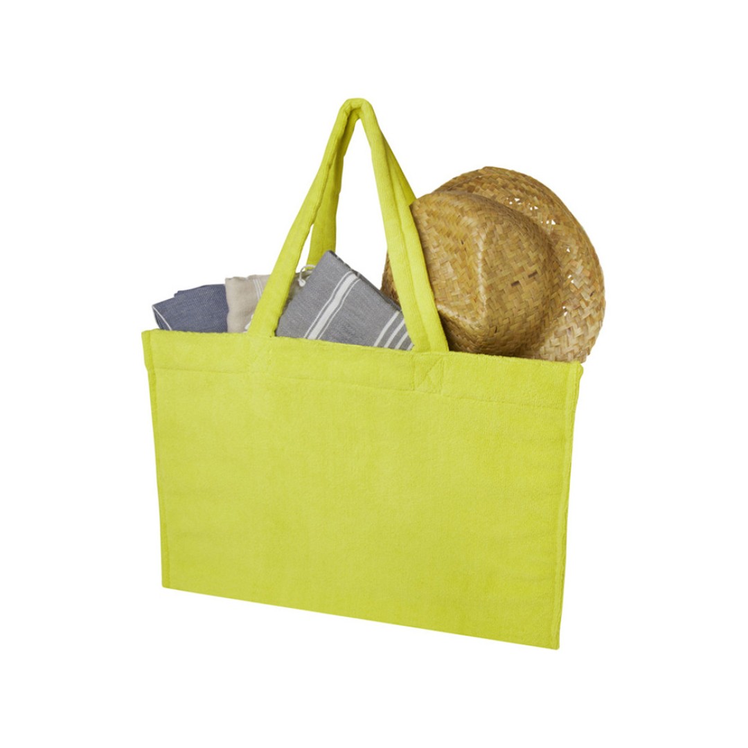 Пляжная эко-сумка Siam объемом 13 л из переработанной махровой ткани, сертифицированной GRS - Лайм