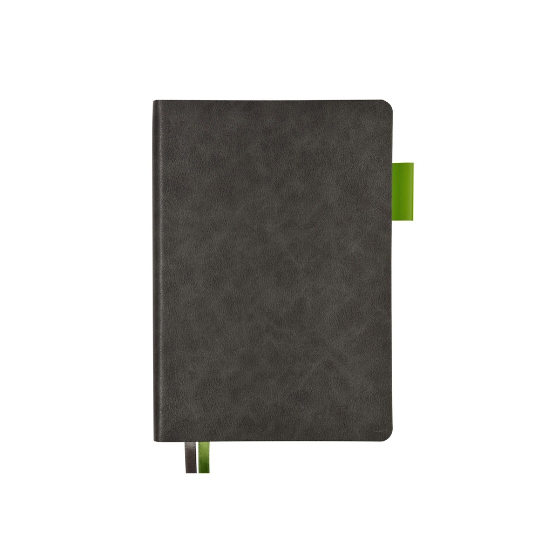 Ежедневник А5 датированный "Boston" 2026, серый с салатовым обрезом