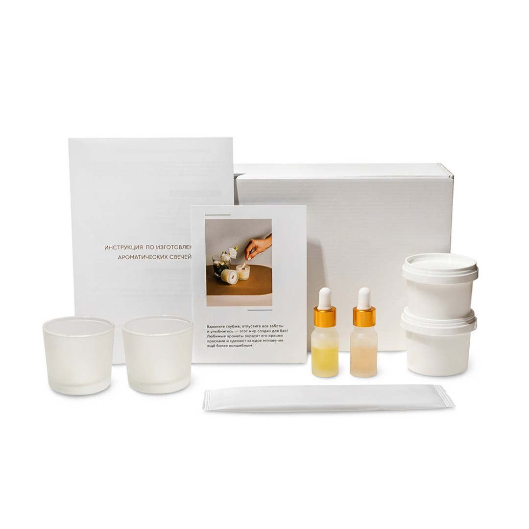 Набор для создания 2-х ароматических свечей: амбра и табак/маракуйя, сандал и пачули (без лого LM)