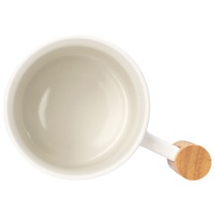Кружка с ручкой и крышкой из каучукового дерева Jeny, белый