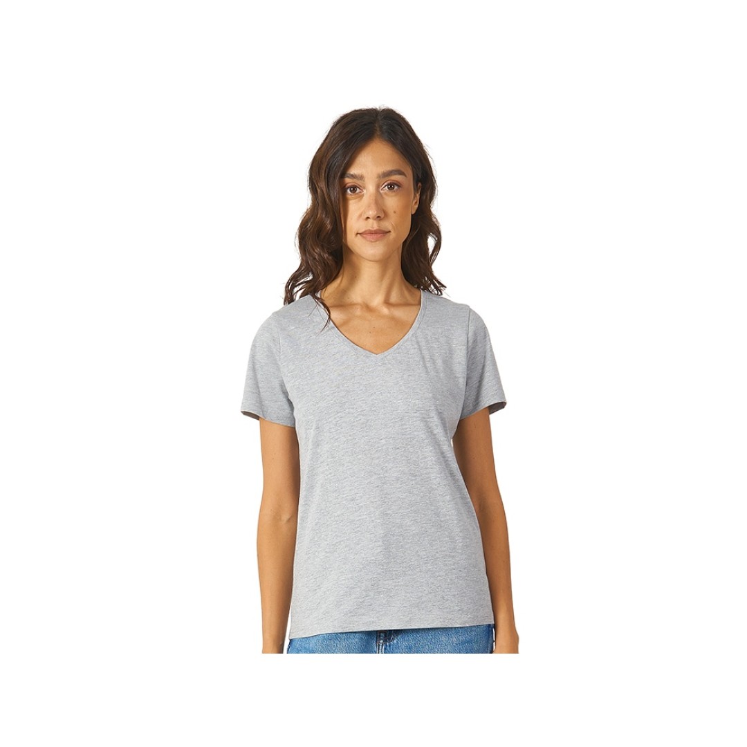 Футболка "Heavy Super Club N" женская с V-образным вырезом, серый меланж