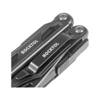 Нож-мультитул Rocktol 12 в 1, кожаный чехол, черный