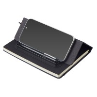 Набор блокнот А5 с магнитным держателем для ручки и подставкой для телефона и металлической шариковой ручкой "NotaBene", черный