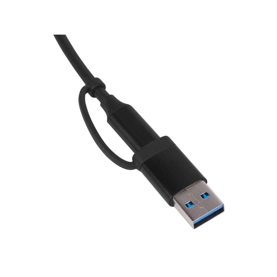 USB-хаб «Link» с коннектором 2-в-1 USB-C и USB-A, 2.0/3.0, черный