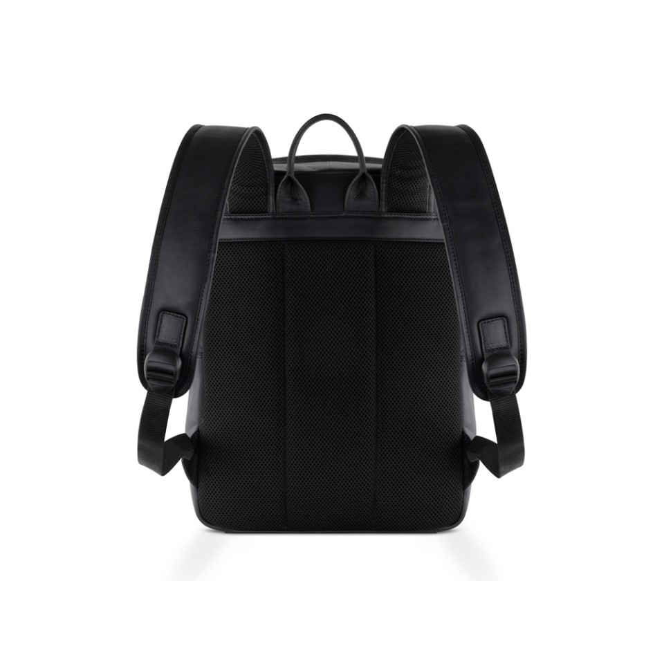 Рюкзак мужской BUGATTI Clark, чёрный, воловья кожа/полиэстер, 30х10х40 см, 12 л