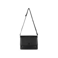 Сумка через плечо женская BUGATTI Elsa, чёрная, воловья кожа/полиэстер, 25х8,5х20 см