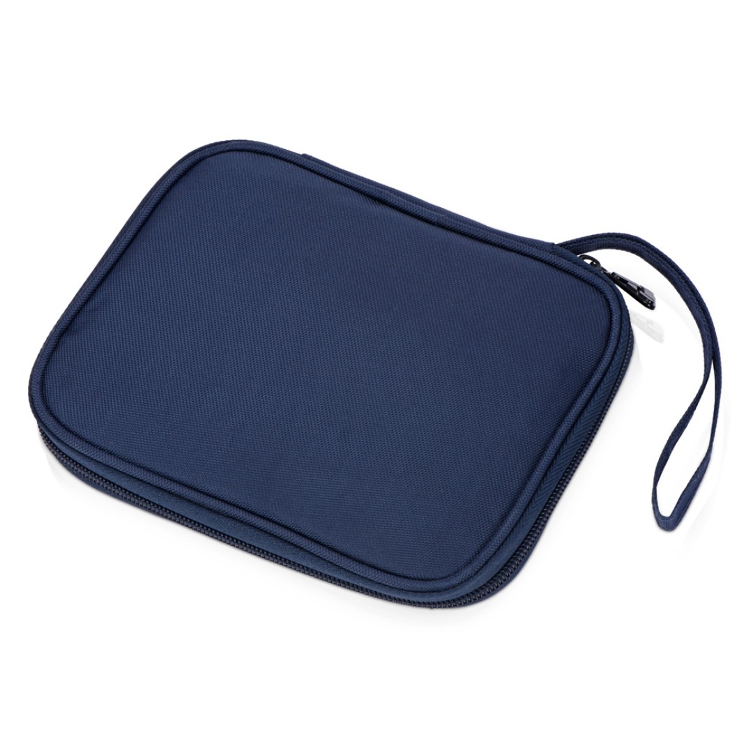 Подарочный набор с флешкой, повербанком и ручкой, темно-синий/черный