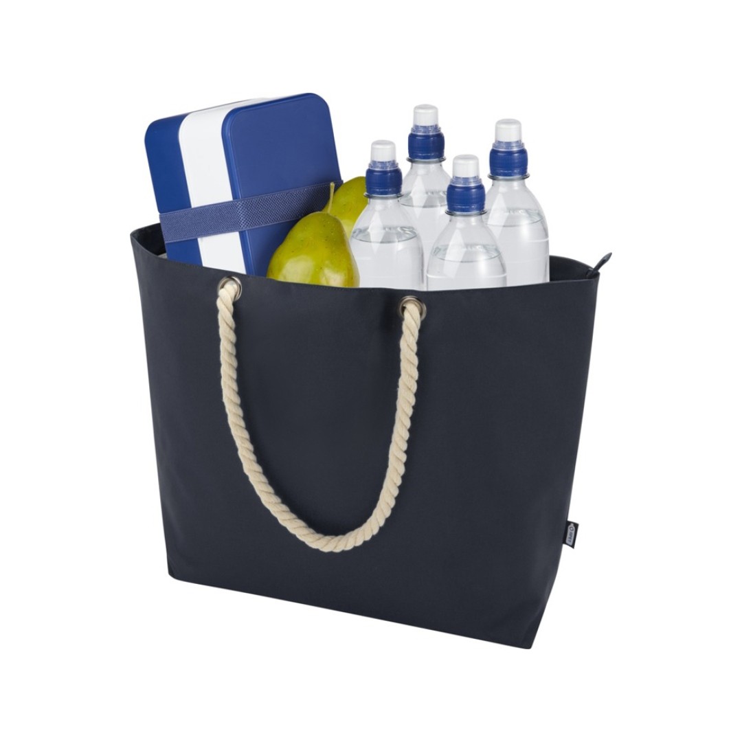 Panama пляжная эко-сумка-холодильник из переработанного материала, с ручками-шнурками 23L, синий navy
