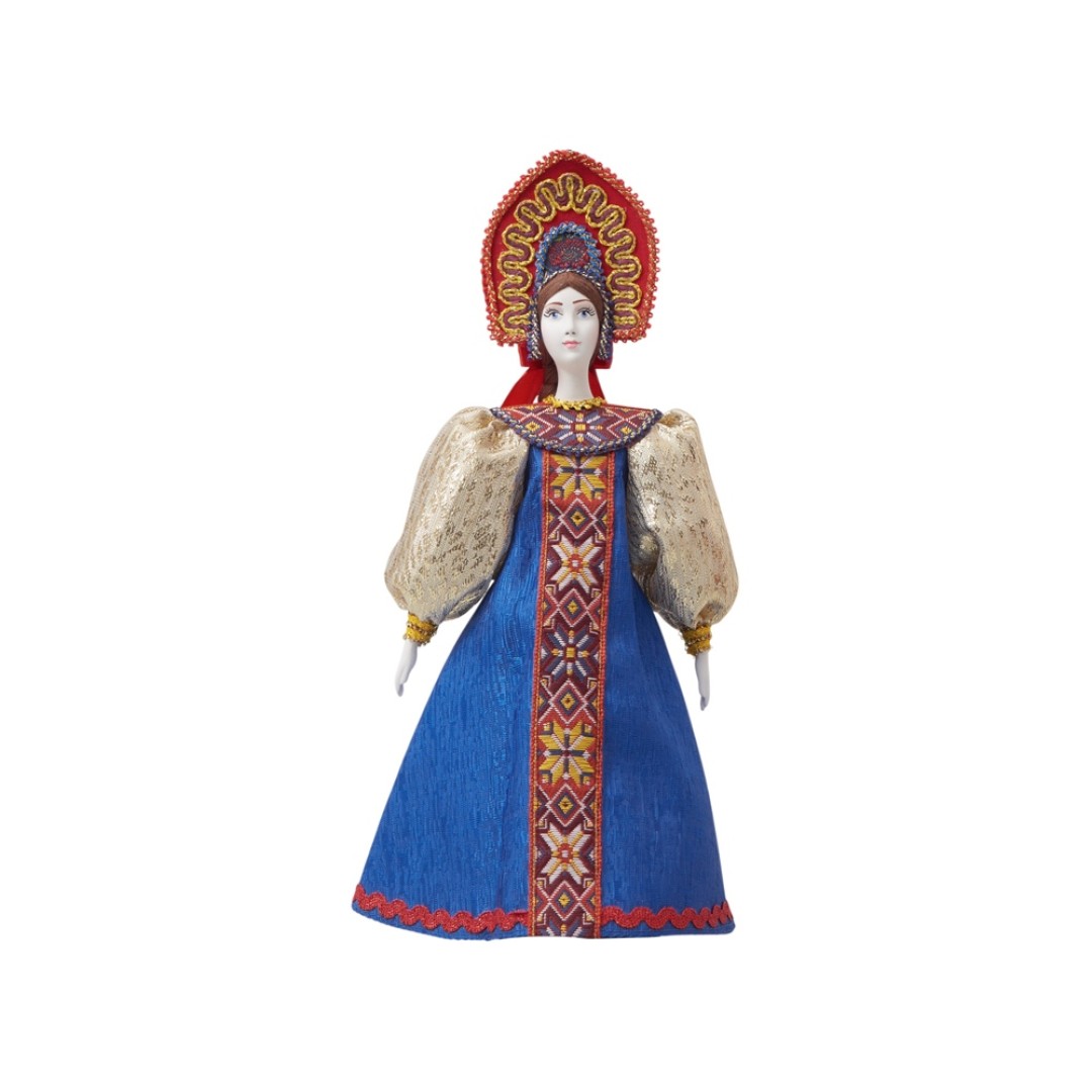 Подарочный набор: кукла фарфоровая, крем-мед, синий