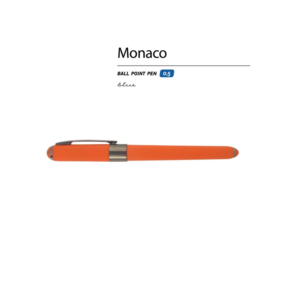 Ручка пластиковая шариковая «Monaco», 0,5мм, синие чернила, оранжевый/вороненая сталь