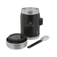 Банка для еды объемом 400 мл с ложкой-вилкой Stanley Legendary - черный матовый