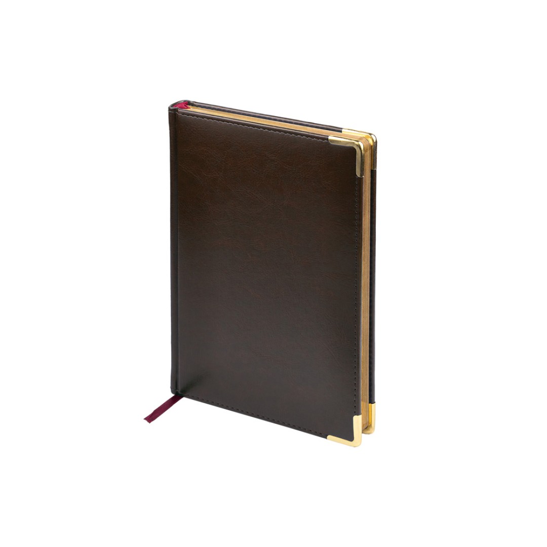 Ежедневник недатированный А5 "Sidney Nebraska", коричневый (золотой обрез, золотые уголки)