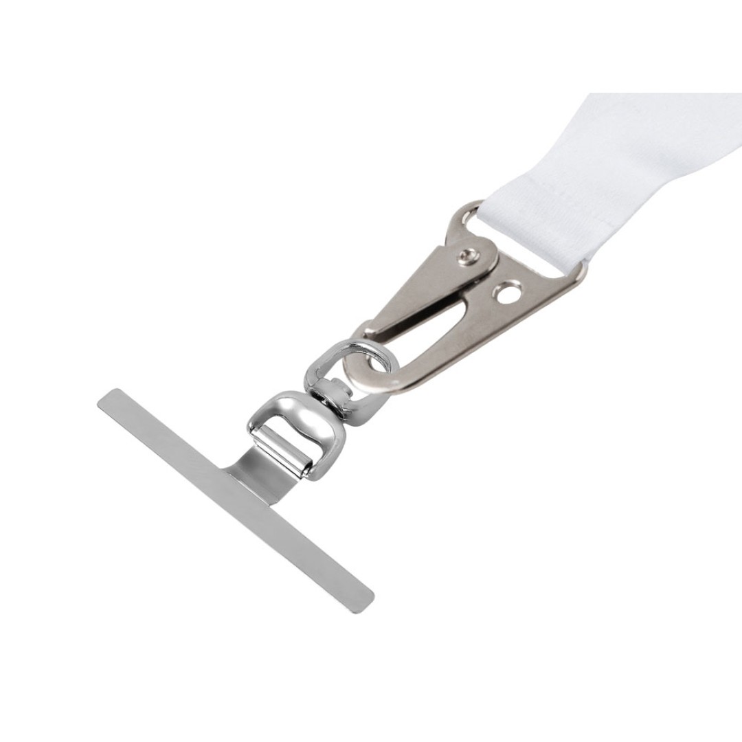 Ланъярд 2,5 см под сублимацию с большим карабином, замком обрыва и металлическим держателем для телефона