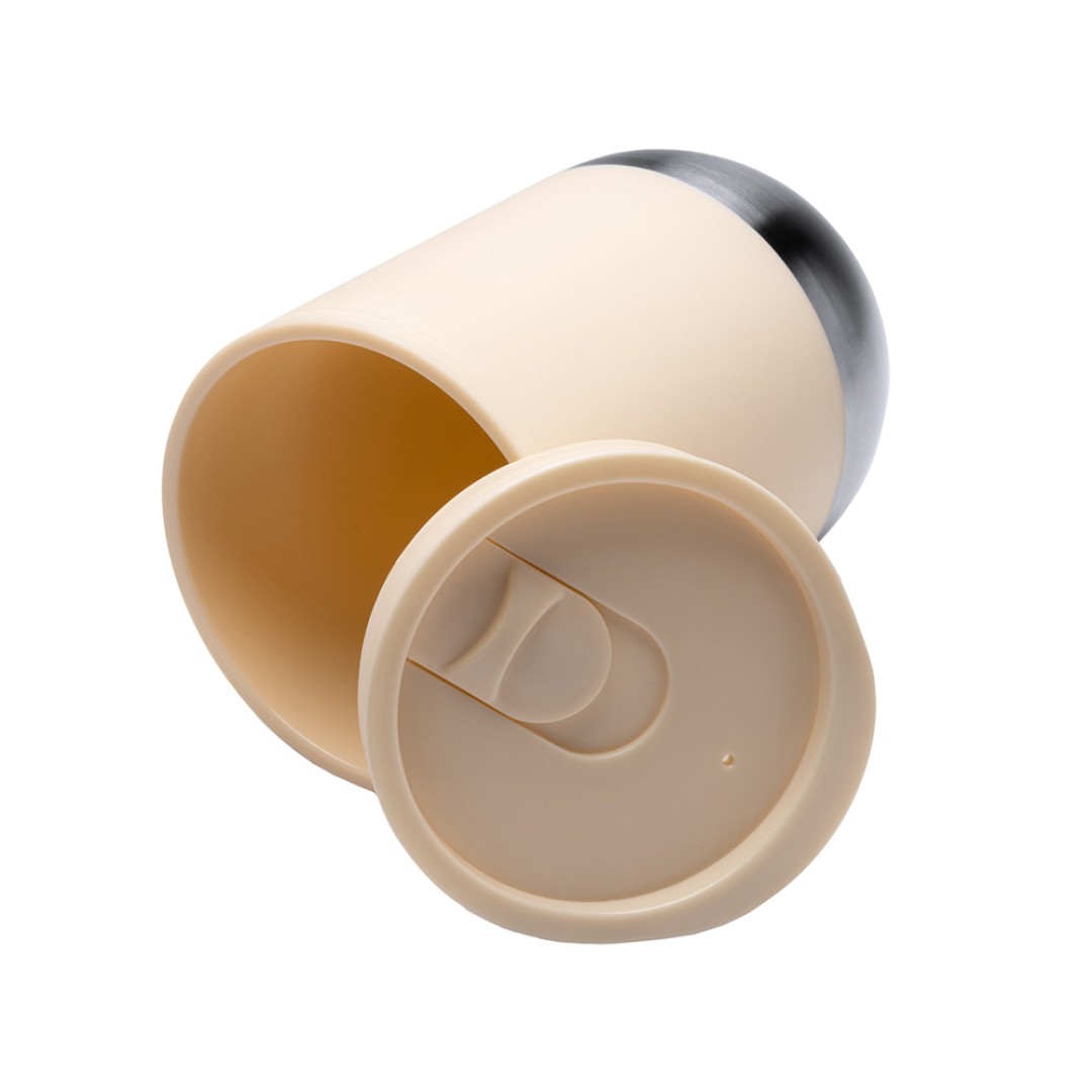 Термокружка LINDE с двойными стенками из переработанного полипропилена, бежевый