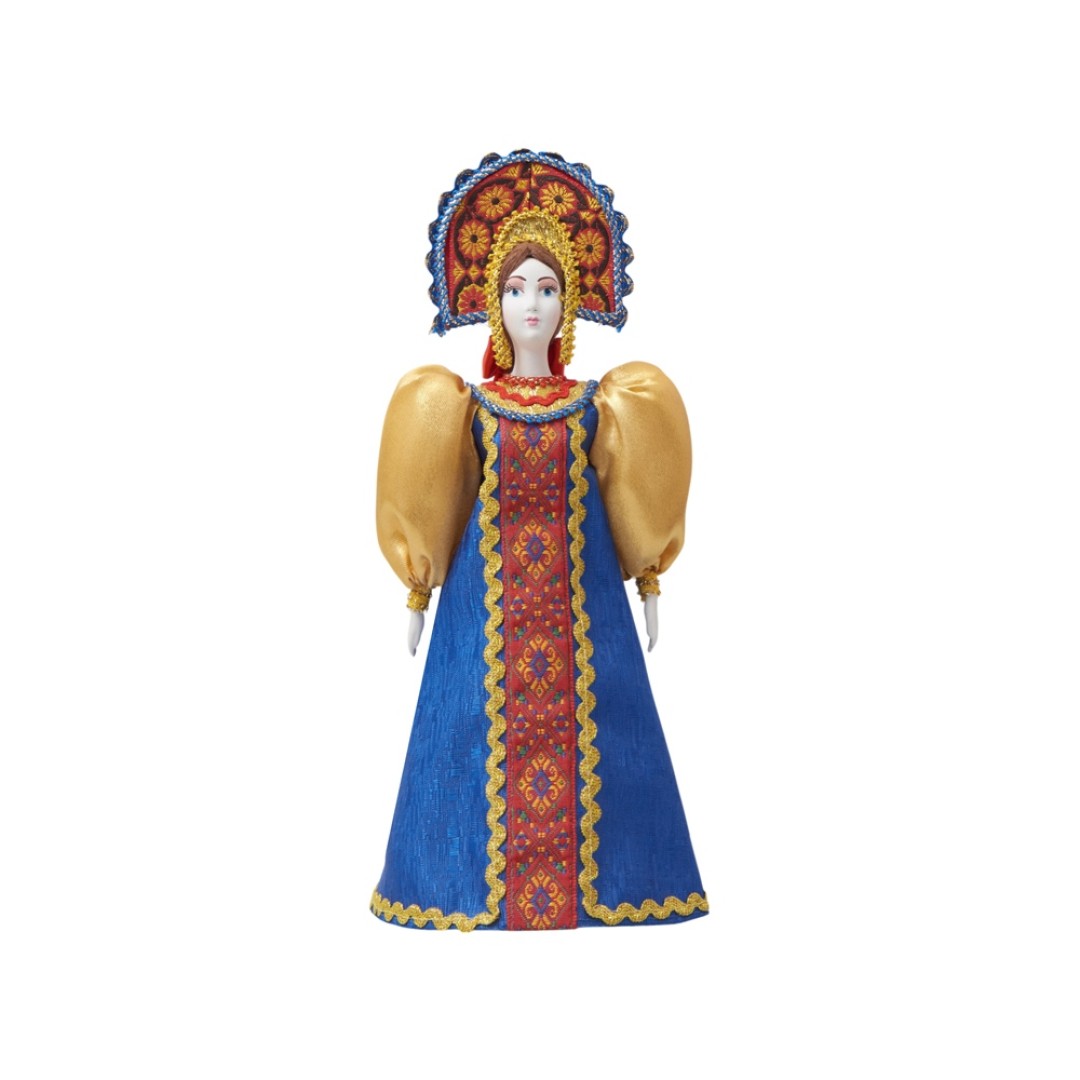 Подарочный набор: кукла фарфоровая, мед, синий