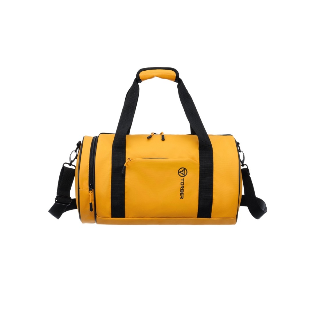 Сумка спортивная TORBER MOBI, желтая, полиэстер 900D с PU покрытием, 45 х 25 х 25 см