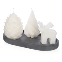 Свечи на подставке "Олень, шишка, елочка"